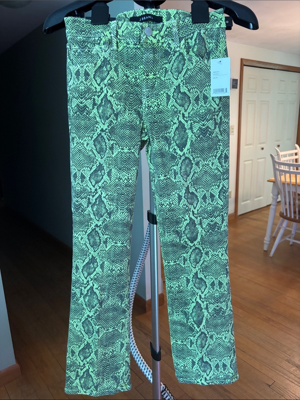 J Brand Lime Snake-Print High-Rise Jeans